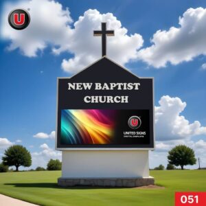 P8 (8mm) 5'h x 8'w LED Digital Church Sign 051 - Large Church Sign