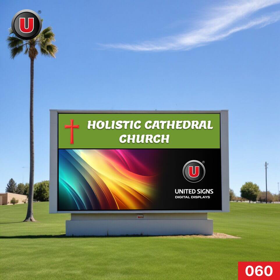 High Resolution P8 (8mm) 3'h x 6'w LED Digital Church Sign 060