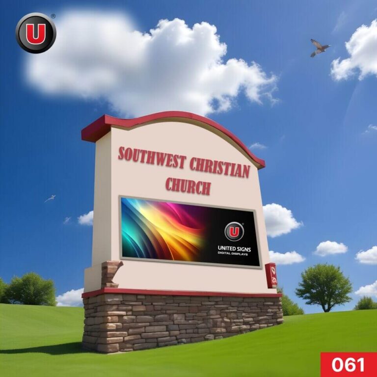 P8 (8mm) 3’h x 8’w LED Digital Church Sign 061 – High Resolution – IP67 Rated