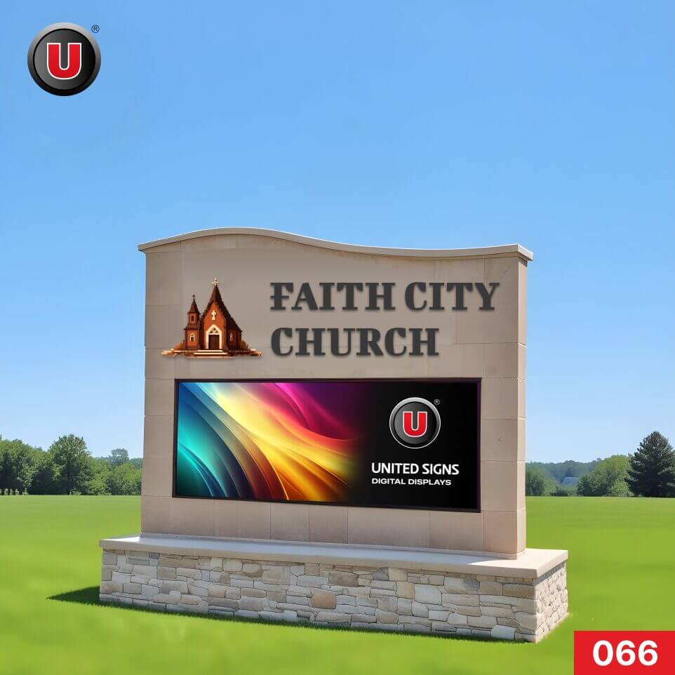 P8 (8mm) 3'h x 8'w Digital LED Church Sign 066 - Lifetime Tech Support