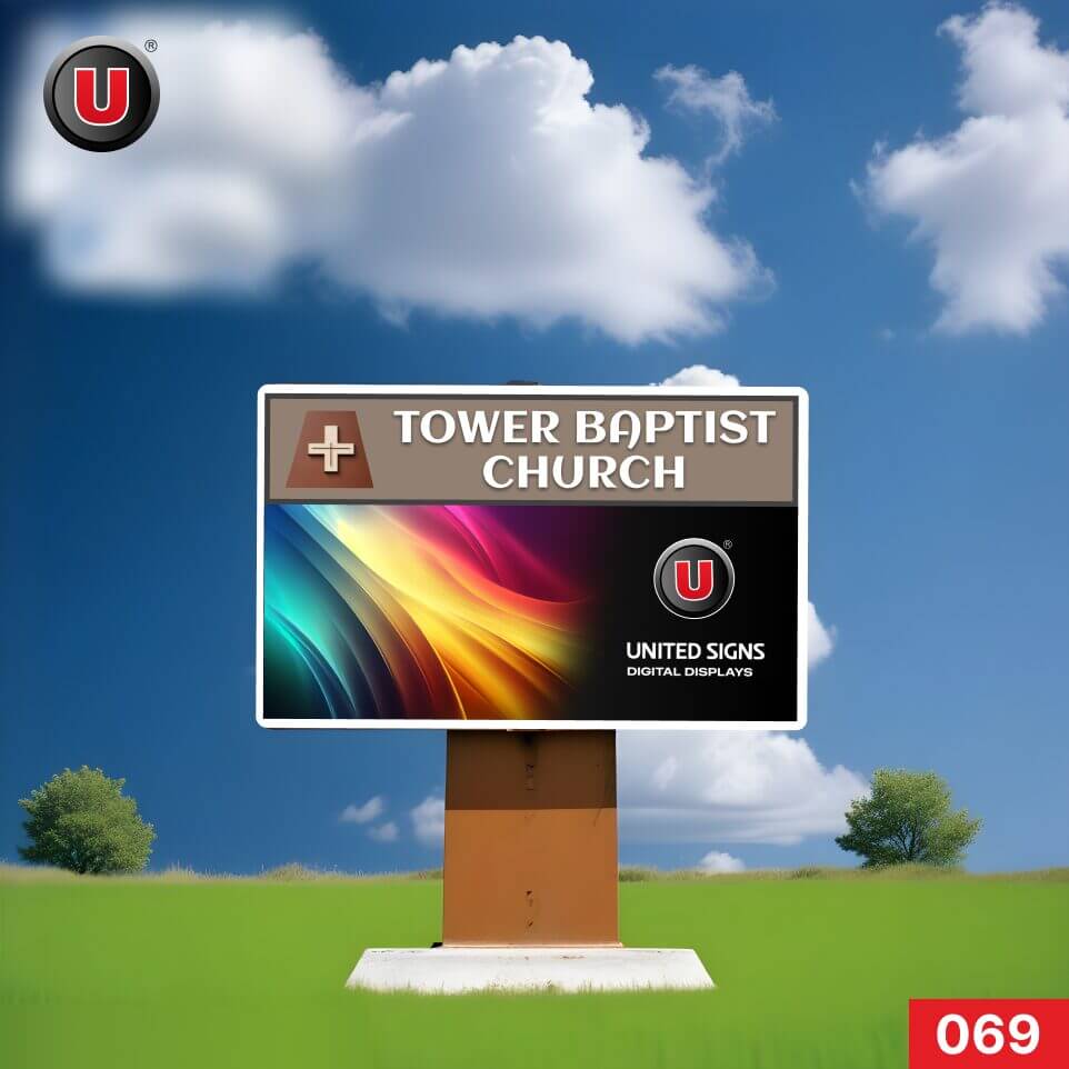 P8 (8mm) 3'h x 6'w LED Digital Church Sign 069 - WiFi Enabled Digital Signage