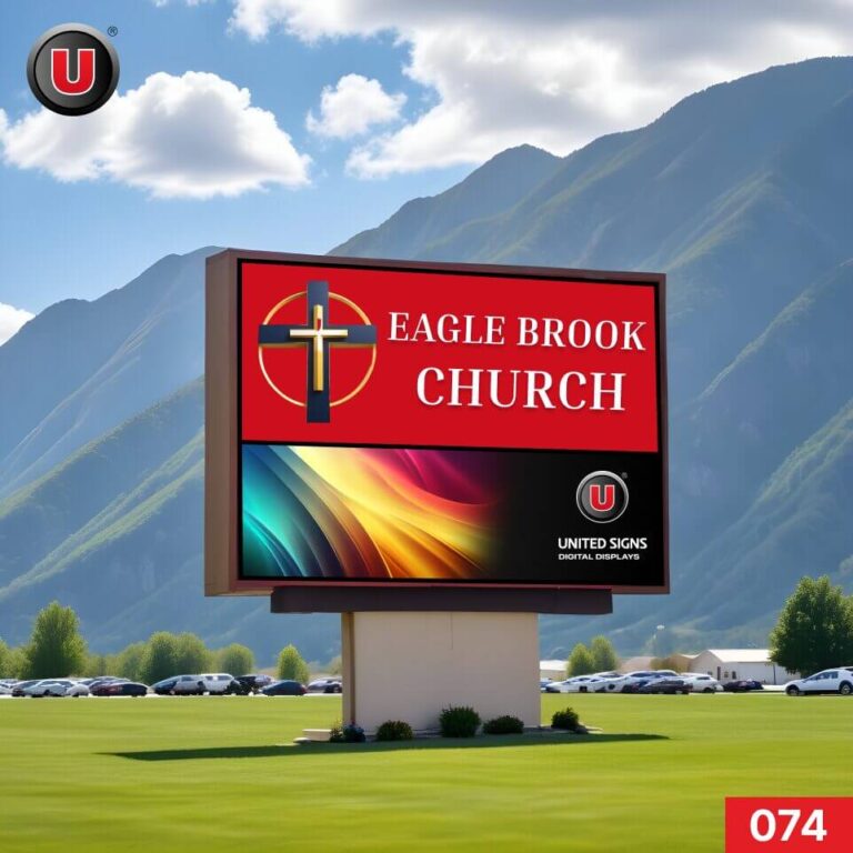 P8 (8mm) 3’h x 6’w LED Digital Church Sign 074 – High Brightness