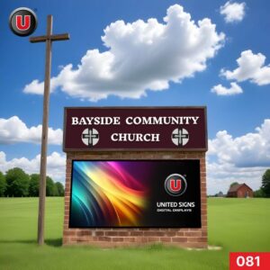 P8 (8mm) 3'h x 6'w LED Digital Church Sign 081 - Bright Screen and WiFi Enabled