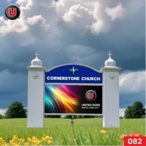 P8 (8mm) 3'h x 8'w LED Digital Church Sign 082 - Full Color Illuminated LED Sign
