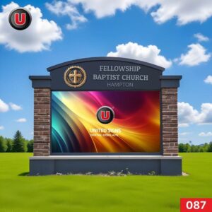P8 (8mm) 6'h x 10'w Digital LED Monument Church Sign 087