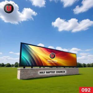 P8 (8mm) 4'h x 12'w Digital LED Monument Church Sign 092