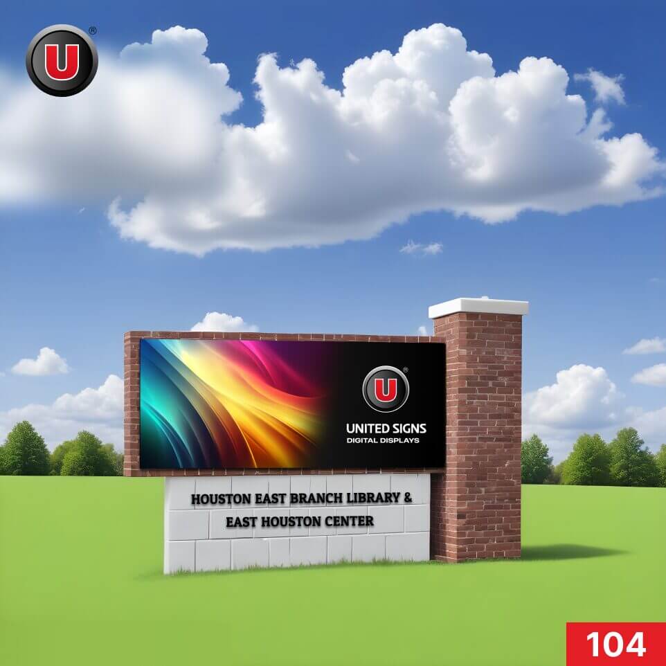 P8 (8mm) 3'h x 6'w LED Digital Government Stone Monument Sign 104