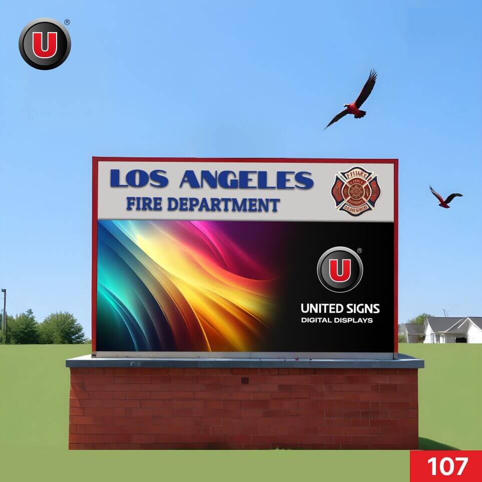 P8 (8mm) 3'h x 6'w LED Digital Fire Station Brick Monument Sign 107