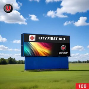 P8 (8mm) 3'h x 6'w Digital LED Monument Sign 109 - Free Support