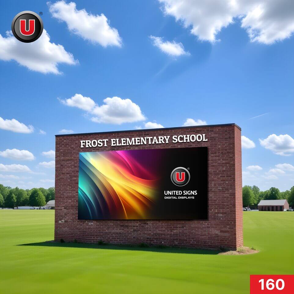 P8 (8mm) 3'h x 6'w LED Digital School Sign 160 - Waterproof, WiFi-enabled
