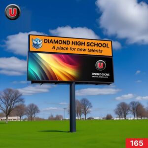 P8 (8mm) 3'h x 10'w LED Digital School Sign 165 - WiFi Control + IP67 Rating