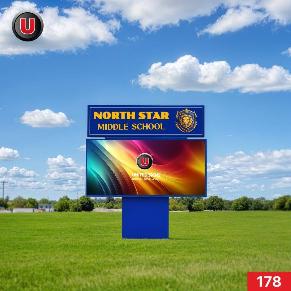 P8 (8mm) 5'h x 8'w LED Digital School Sign 178