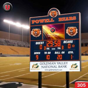 8'h x 20'w LED Digital Scoreboard Panel 305 - Electronic Sports Scoring Display